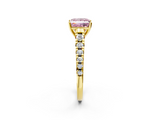 Yellow gold Fancy Pink Princess  Cut Diamond Solitaire with Pave Band and Four-Prong Setting_2