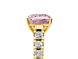 Yellow gold Fancy Pink Princess  Cut Diamond Solitaire with Pave Band and Four-Prong Setting_5