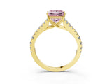 Yellow gold Fancy Pink Princess Cut Diamond Split Shank Pavé Engagement Ring with Four-Prong Setting_20
