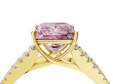 Yellow gold Fancy Pink Princess Cut Diamond Split Shank Pavé Engagement Ring with Four-Prong Setting_21