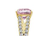 Yellow gold Fancy Pink Princess Cut Diamond Split Shank Pavé Engagement Ring with Four-Prong Setting_22