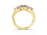 Yellow gold Fancy Pink Princess Cut Diamond Three-Stone Ring with Prong Setting and Classic Band_49