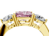 Yellow gold Fancy Pink Princess Cut Diamond Three-Stone Ring with Prong Setting and Classic Band_50
