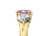 Yellow gold Fancy Pink Princess Cut Diamond Three-Stone Ring with Prong Setting and Classic Band_51