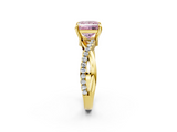 Yellow gold Fancy Pink Princess  Cut Diamond Twist Band Solitaire with Prong Setting_2