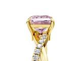 Yellow gold Fancy Pink Princess  Cut Diamond Twist Band Solitaire with Prong Setting_5
