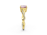 Yellow gold Fancy Pink Princess  Cut Diamond Twisted Band Engagement Ring with Prong Setting_5