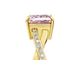 Yellow gold Fancy Pink Princess  Cut Diamond Twisted Band Engagement Ring with Prong Setting_8