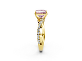 Yellow gold Fancy Pink Princess  Cut Diamond Twisted Band with Pavé Setting and Four-Prong Setting_2