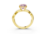 Yellow gold Fancy Pink Princess  Cut Diamond Twisted Band with Pavé Setting and Four-Prong Setting_3