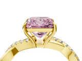 Yellow gold Fancy Pink Princess  Cut Diamond Twisted Band with Pavé Setting and Four-Prong Setting_4