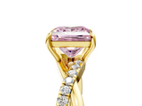Yellow gold Fancy Pink Princess  Cut Diamond Twisted Band with Pavé Setting and Four-Prong Setting_5