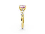 Yellow gold Fancy Pink Princess  Cut Diamond Vine Band with Four-Prong Setting_2