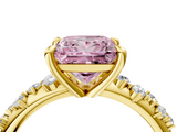 Yellow gold Fancy Pink Princess  Cut Diamond Vine Band with Four-Prong Setting_4