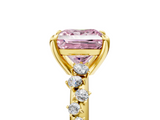 Yellow gold Fancy Pink Princess  Cut Diamond Vine Band with Four-Prong Setting_5