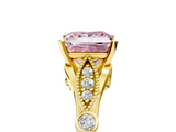 Yellow gold Fancy Pink Princess  Cut Diamond with Milgrain Marquise and Bezel Accents on a Solitaire Band with Prong Setting_5