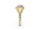 Yellow gold Fancy Pink Princess  Cut Double Halo Split Shank Diamond Ring with Prong Setting_31