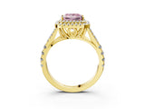 Yellow gold Fancy Pink Princess  Cut Double Halo Split Shank Diamond Ring with Prong Setting_32