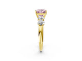 Yellow gold Fancy Pink Princess  Cut Five-Stone Prong Set Diamond Ring with Classic Band_32