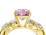 Yellow gold Fancy Pink Princess  Cut Five-Stone Prong Set Diamond Ring with Classic Band_34