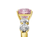 Yellow gold Fancy Pink Princess  Cut Five-Stone Prong Set Diamond Ring with Classic Band_35
