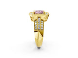 Yellow gold Fancy Pink Princess Cut Halo Diamond Engagement Ring with Pave Split Shank and Four-Prong Setting_14