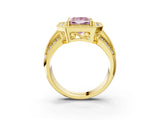 Yellow gold Fancy Pink Princess Cut Halo Diamond Engagement Ring with Pave Split Shank and Four-Prong Setting_15