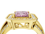 Yellow gold Fancy Pink Princess Cut Halo Diamond Engagement Ring with Pave Split Shank and Four-Prong Setting_16