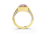 Yellow gold Fancy Pink Princess Cut Halo Diamond Engagement Ring with Split Shank Band and Four-Prong Setting_3