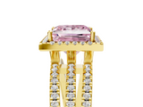 Yellow gold Fancy Pink Princess  Cut Halo Diamond Engagement Ring with Split Shank and Four-Prong Setting_5