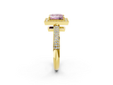 Yellow gold Fancy Pink Princess  Cut Halo Diamond Pave Band with Four-Prong Setting_2
