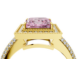 Yellow gold Fancy Pink Princess  Cut Halo Diamond Pave Band with Four-Prong Setting_4