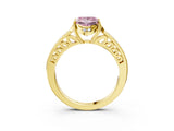 Yellow gold Fancy Pink Princess  Cut Halo Diamond Ring with Channel Set Band and Four-Prong Setting_32