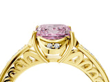 Yellow gold Fancy Pink Princess  Cut Halo Diamond Ring with Channel Set Band and Four-Prong Setting_33