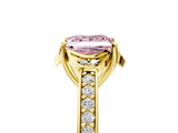 Yellow gold Fancy Pink Princess  Cut Halo Diamond Ring with Channel Set Band and Four-Prong Setting_34