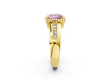 Yellow gold Fancy Pink Princess  Cut Halo Pave Band Four-Prong Ring_31