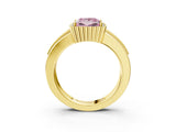 Yellow gold Fancy Pink Princess  Cut Halo Pave Band Four-Prong Ring_32