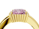 Yellow gold Fancy Pink Princess  Cut Halo Pave Band Four-Prong Ring_33