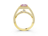 Yellow gold Fancy Pink Princess  Cut Halo Pave Split Shank Prong Setting Ring_40