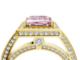 Yellow gold Fancy Pink Princess  Cut Halo Pave Split Shank Prong Setting Ring_41