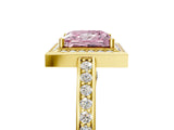 Yellow gold Fancy Pink Princess  Cut Halo Pave Split Shank Prong Setting Ring_42
