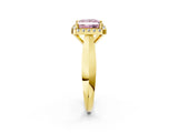 Yellow gold Fancy Pink Princess  Cut Halo Solitaire Engagement Ring with Square Band and Four-Prong Setting_68