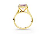 Yellow gold Fancy Pink Princess  Cut Halo Solitaire Engagement Ring with Square Band and Four-Prong Setting_69