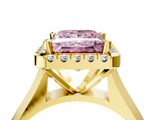 Yellow gold Fancy Pink Princess  Cut Halo Solitaire Engagement Ring with Square Band and Four-Prong Setting_70