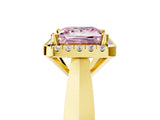 Yellow gold Fancy Pink Princess  Cut Halo Solitaire Engagement Ring with Square Band and Four-Prong Setting_71