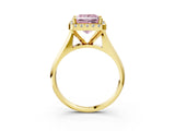 Yellow gold Fancy Pink Princess  Cut Halo Solitaire Engagement Ring with Square Band and Four-Prong Setting_85