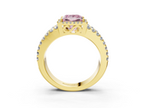 Yellow gold Fancy Pink Princess  Cut Halo Split Shank Diamond Ring with Four-Prong Setting_3