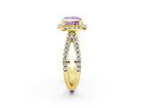 Yellow gold Fancy Pink Princess  Cut Halo Split Shank Pave Set Ring_19