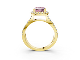 Yellow gold Fancy Pink Princess  Cut Halo Split Shank Pave Set Ring_20