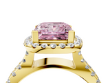 Yellow gold Fancy Pink Princess  Cut Halo Split Shank Pave Set Ring_21